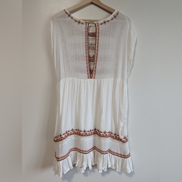 White and Orange Embroidered Dress - Picture 7 of 14